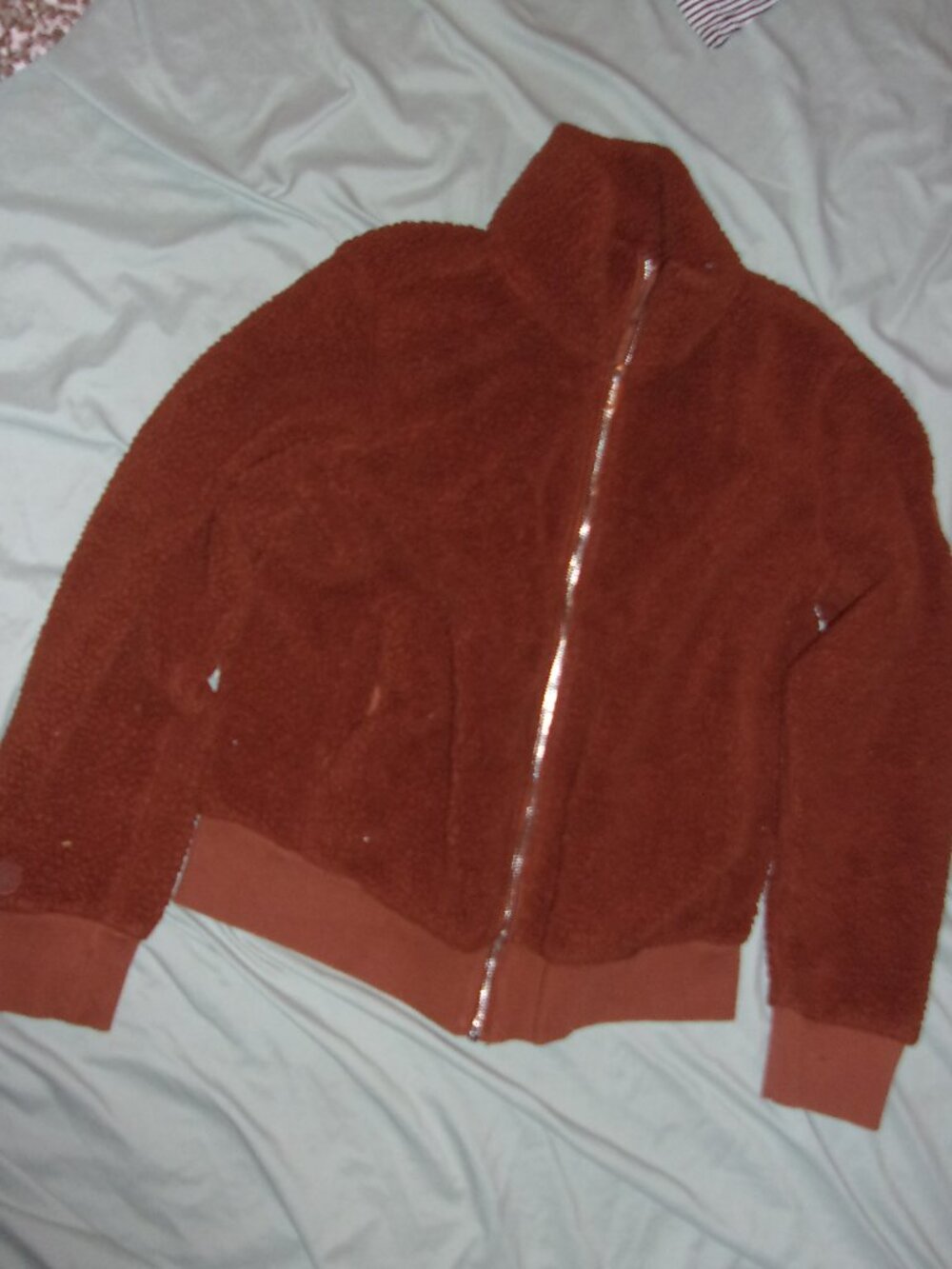 calvin klein womens size small  brown teddy bear  sweatshirt coat fleece jacket